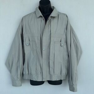 Vtg Alpaca Field Jacket Mens XL‎ Gray Cotton Blend Utility Pockets Bomber Safari